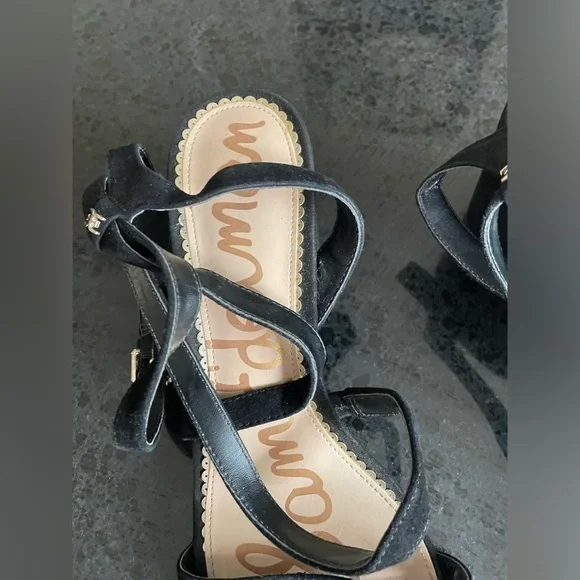 Sam Edelman Sammy Black Suede Block Heels Size 9 1/2 - Picture 4 of 8